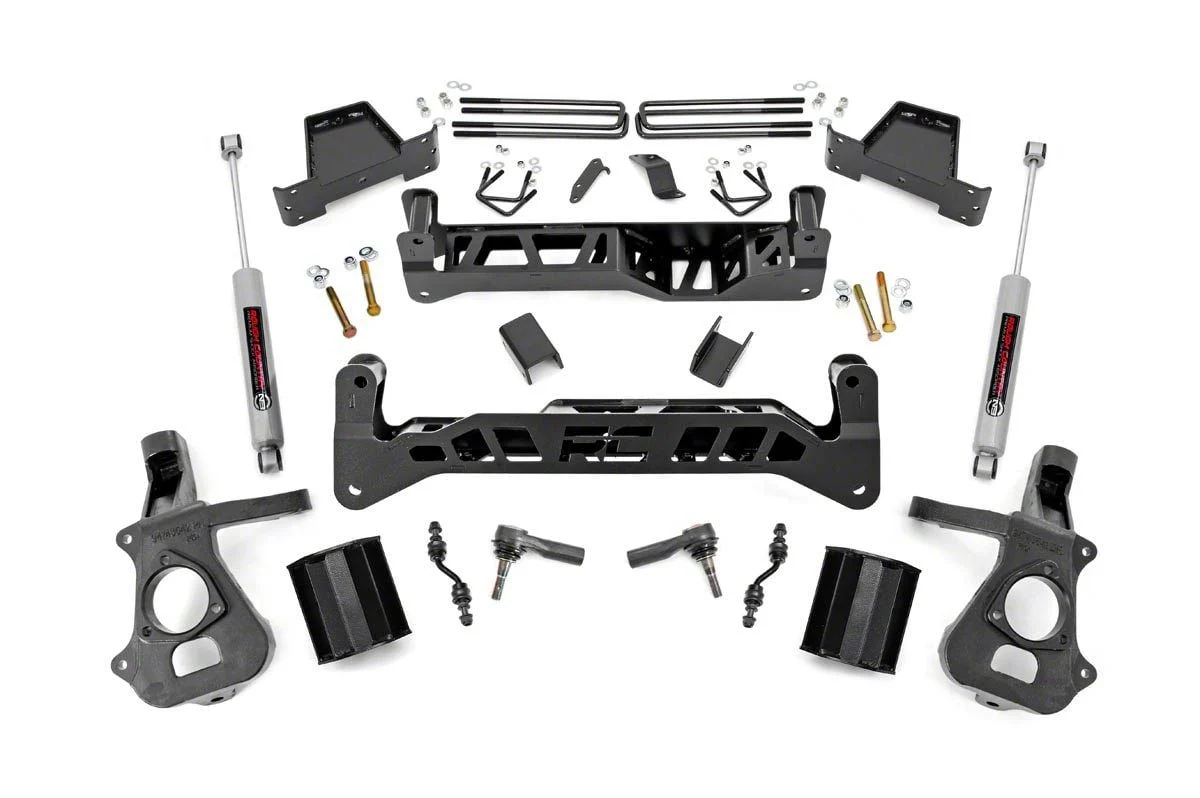 Rough Country 7-Inch Suspension Lift Kit with Premium N3 Shocks (14-18 2WD Silverado 1500)