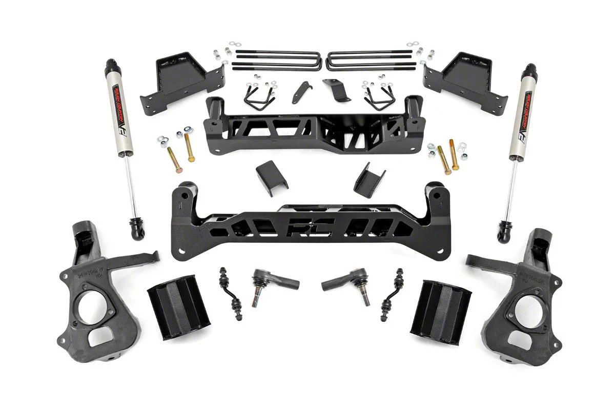 Rough Country 7-Inch Suspension Lift Kit with V2 Monotube Shocks (14-18 2WD Silverado 1500)