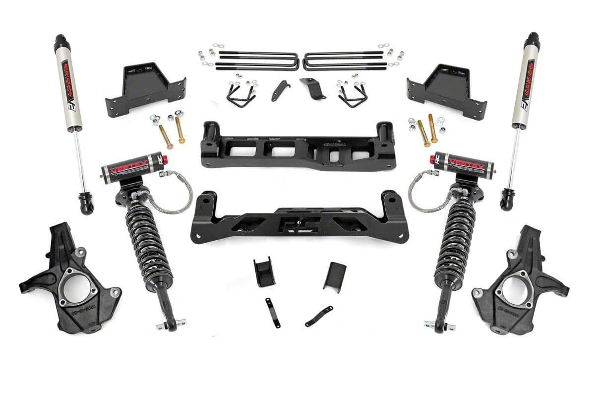 Rough Country Suspension 7.50-Inch Suspension Lift Kit with Vertex Adjustable Coil-Overs and V2 Monotube Shocks (07-13 2WD Silverado 1500)