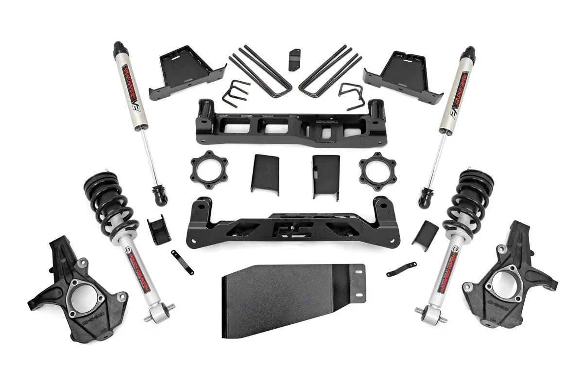 Rough Country 7.50-Inch Suspension Lift Kit with Lifted Struts and V2 Monotube Shocks (07-13 4WD Silverado 1500)