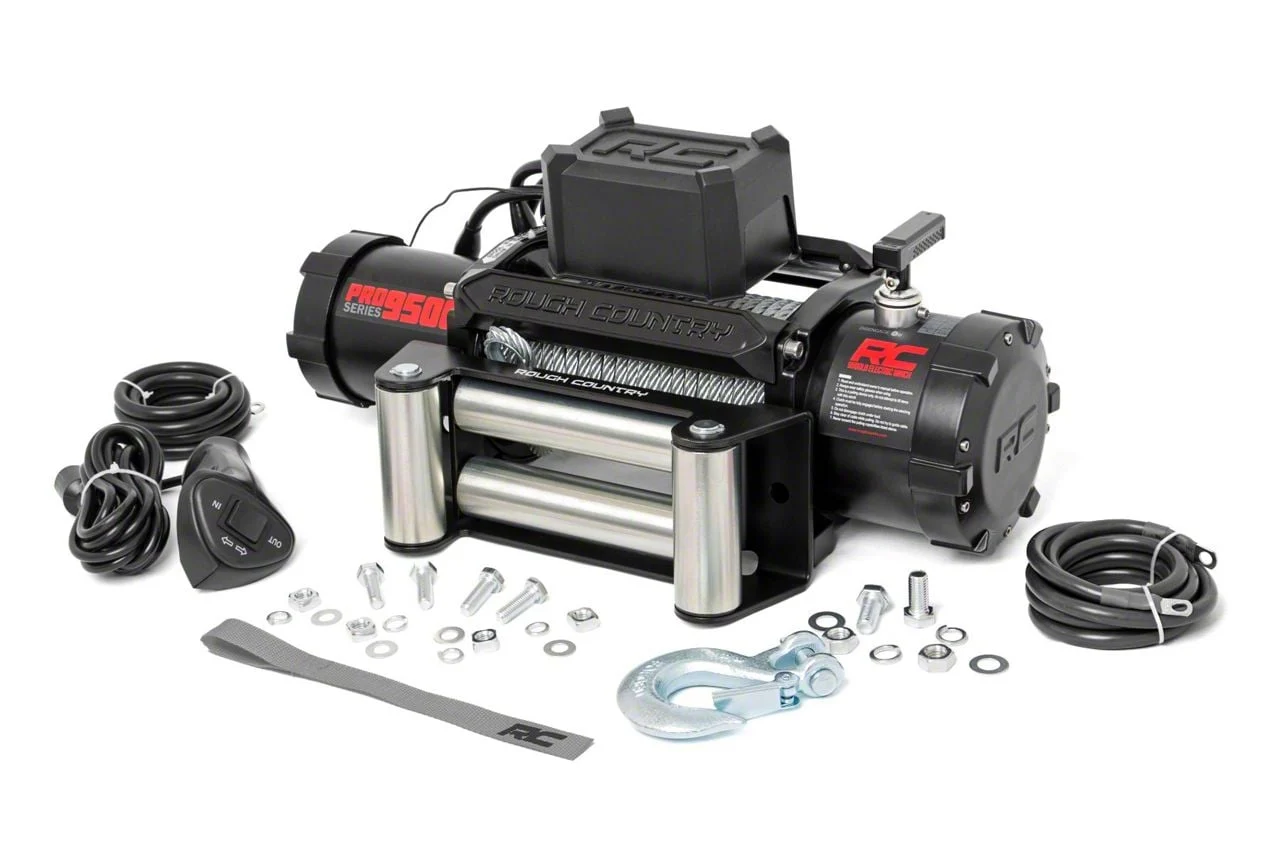 Rough Country PRO Series 9,500 lb. Winch with Steel Cable (Universal; Some Adaptation May Be Required)