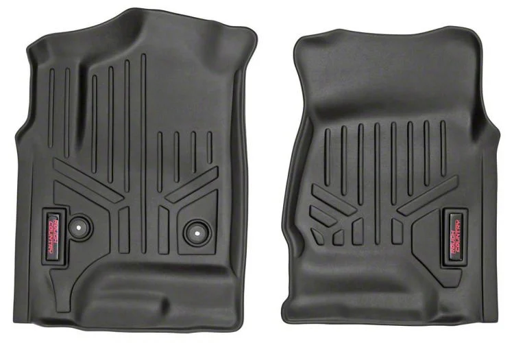 Rough Country Heavy Duty Front Floor Mats; Black (15-19 Silverado 2500 HD)