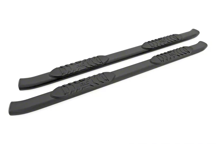 Rough Country Oval Nerf Side Step Bars; Black (07-19 Silverado 2500 HD Crew Cab)