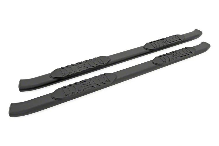 Rough Country Oval Nerf Side Step Bars; Black (07-19 Silverado 3500 HD Crew Cab)