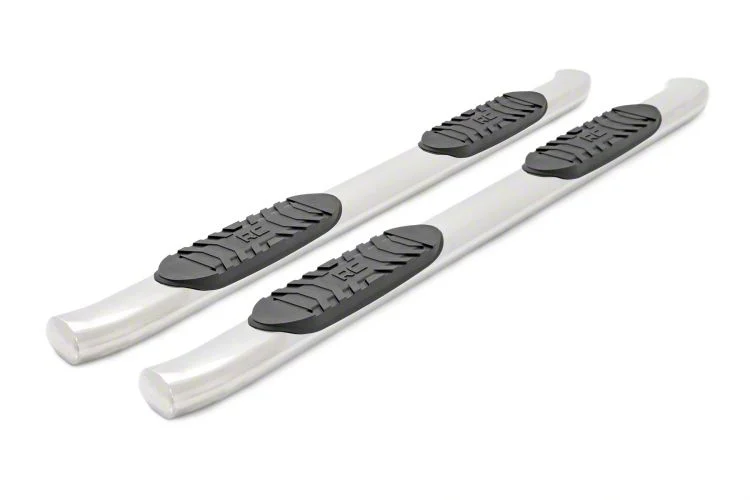 Rough Country Oval Nerf Side Step Bars; Stainless Steel (07-19 Silverado 3500 HD Crew Cab)