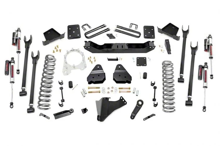 Rough Country Suspension 6-Inch 4-Link Suspension Lift Kit with Vertex Reservoir Shocks (17-22 4WD 6.7L Powerstroke F-250 Super Duty w/ 3.50-Inch Rear Axle & w/o Factory Overload Springs)