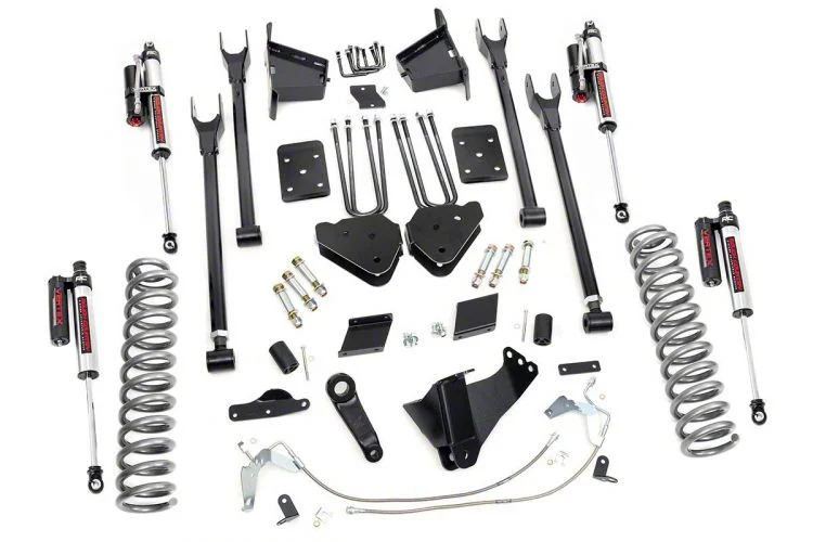 Rough Country Suspension 6-Inch 4-Link Suspension Lift Kit with Vertex Reservoir Shocks (11-14 4WD 6.7L Powerstroke F-250 Super Duty w/o Factory Overload Springs)