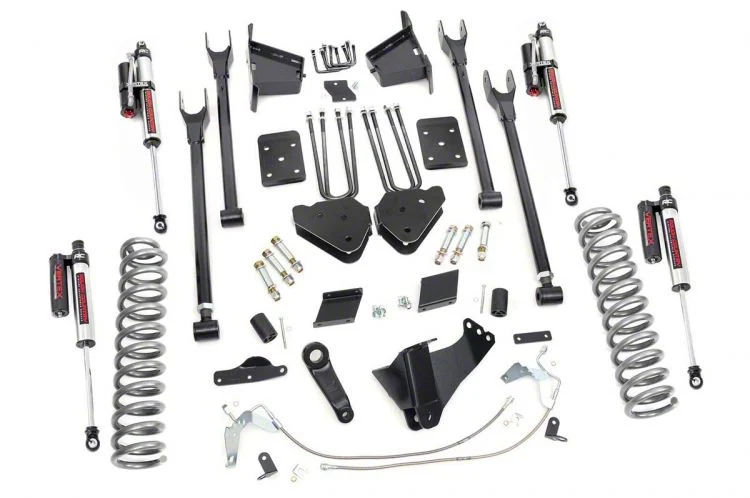 Rough Country Suspension 6-Inch 4-Link Suspension Lift Kit with Vertex Reservoir Shocks (15-16 4WD 6.7L Powerstroke F-250 Super Duty w/ Factory Overload Springs)