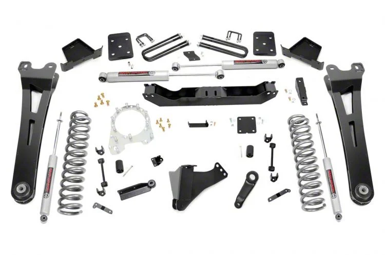 Rough Country Suspension 6-Inch Radius Arm Suspension Lift Kit with Premium N3 Shocks (17-22 4WD 6.7L Powerstroke F-250 Super Duty w/ 3.50-Inch Rear Axle & w/ Factory Overload Springs)