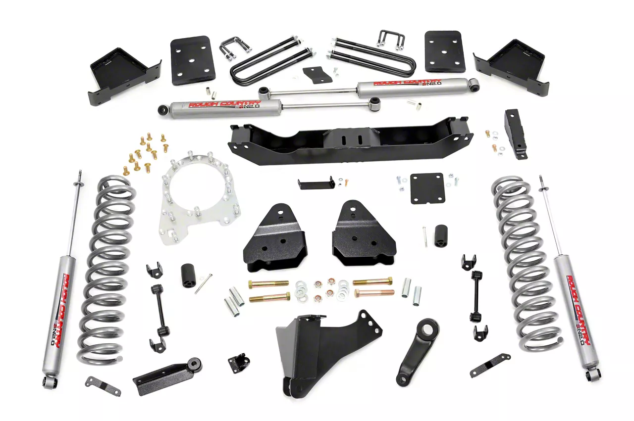 Rough Country Suspension 6-Inch Suspension Lift Kit with Premium N3 Shocks (17-22 4WD 6.7L Powerstroke F-250 Super Duty w/ 4-Inch Rear Axle & w/ Factory Overload Springs)