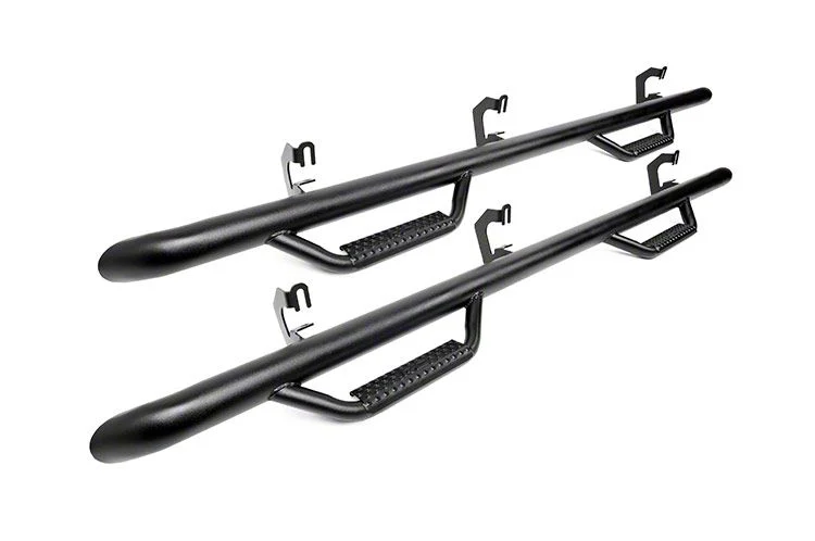 Rough Country Cab Length Nerf Side Step Bars; Black (11-16 F-250 Super Duty SuperCrew)