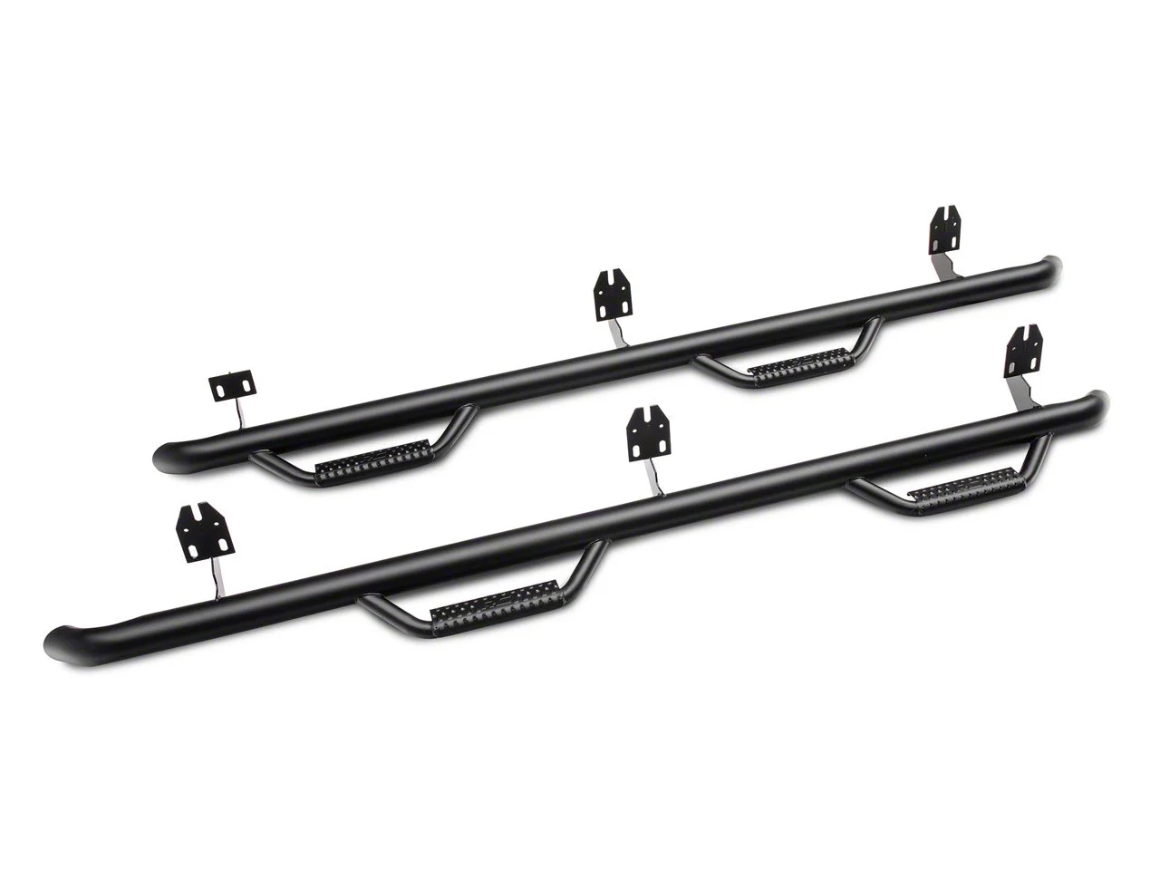 Rough Country Wheel to Wheel Nerf Side Step Bars; Black (15-18 RAM 1500 Crew Cab w/ 5.7-Foot Box)