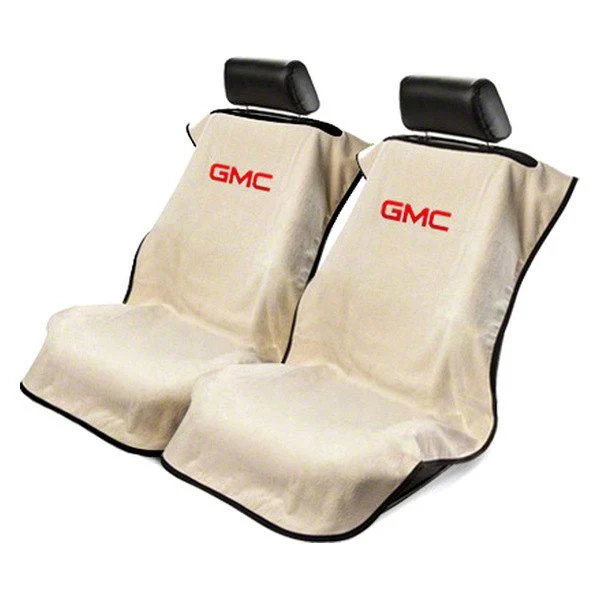 Seat Protector with GMC Logo; Tan (Universal; Some Adaptation May Be Required)