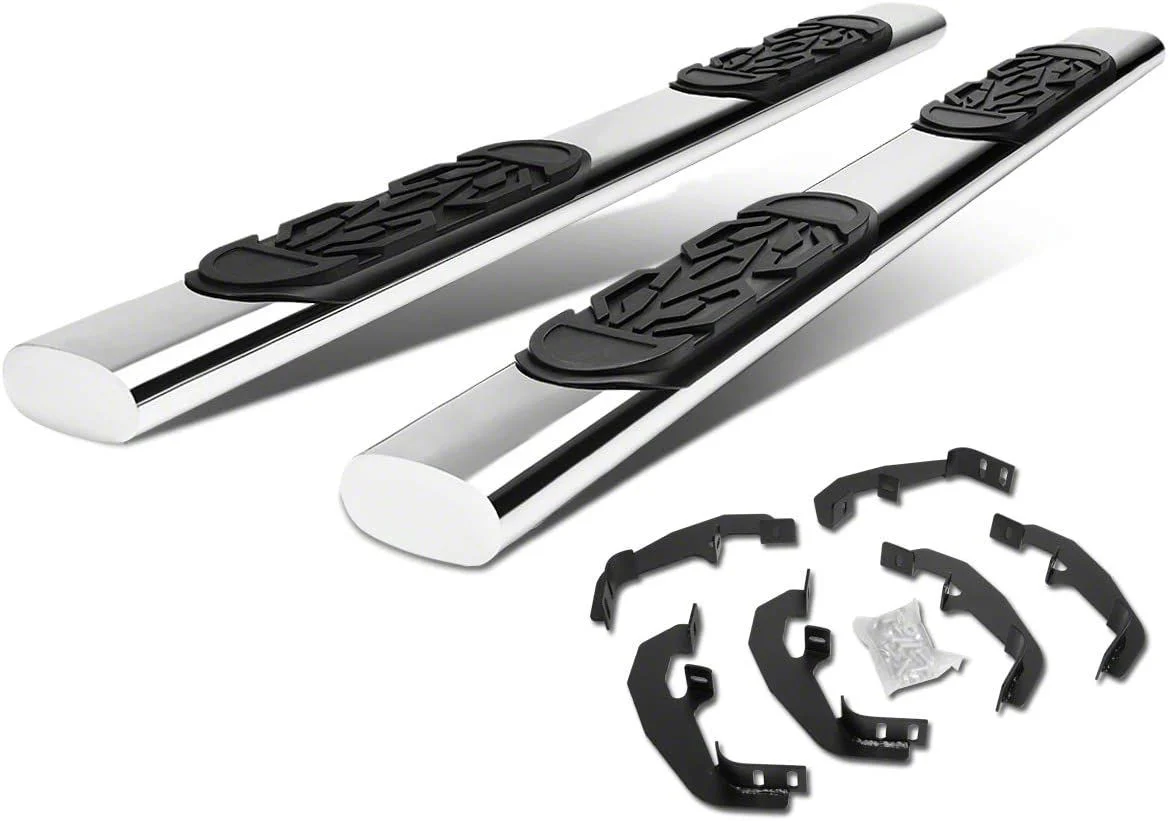 6-Inch Straight Nerf Side Step Bars; Stainless Steel (19-26 Sierra 1500 Crew Cab)