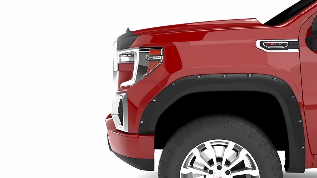 Elite Series Rivet Style Fender Flares; Front and Rear; Smooth Black (19-26 Sierra 1500)