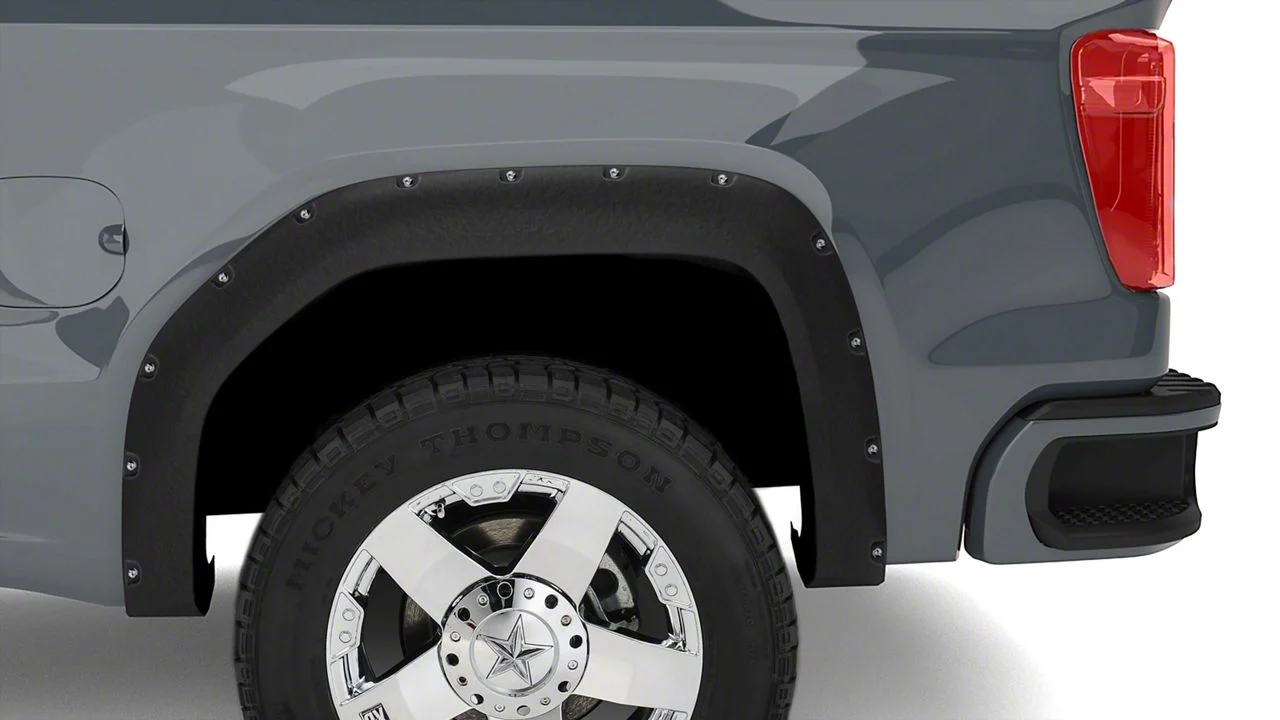 Elite Series Rivet Style Fender Flares; Front and Rear; Textured Black (19-26 Sierra 1500)