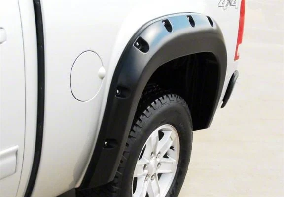 Elite Series Rivet Style Fender Flares; Rear; Smooth Black (07-13 Sierra 1500)