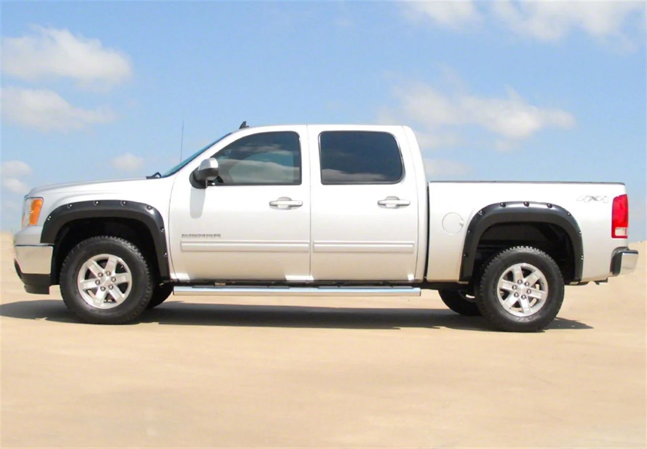 Elite Series Rivet Style Fender Flares; Front and Rear; Textured Black (07-13 Sierra 1500)