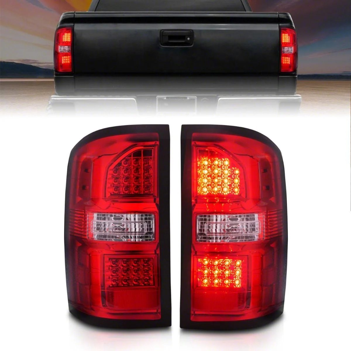 LED Tail Lights; Black Housing; Red Lens (14-18 Sierra 1500 w/ Factory Halogen Tail Lights)
