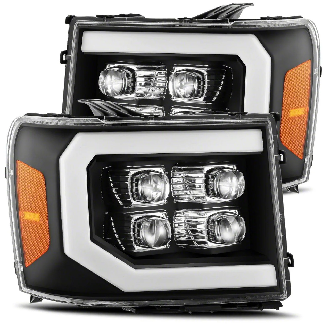 AlphaRex NOVA-Series LED Projector Headlights; Black Housing; Clear Lens (07-13 Sierra 1500)