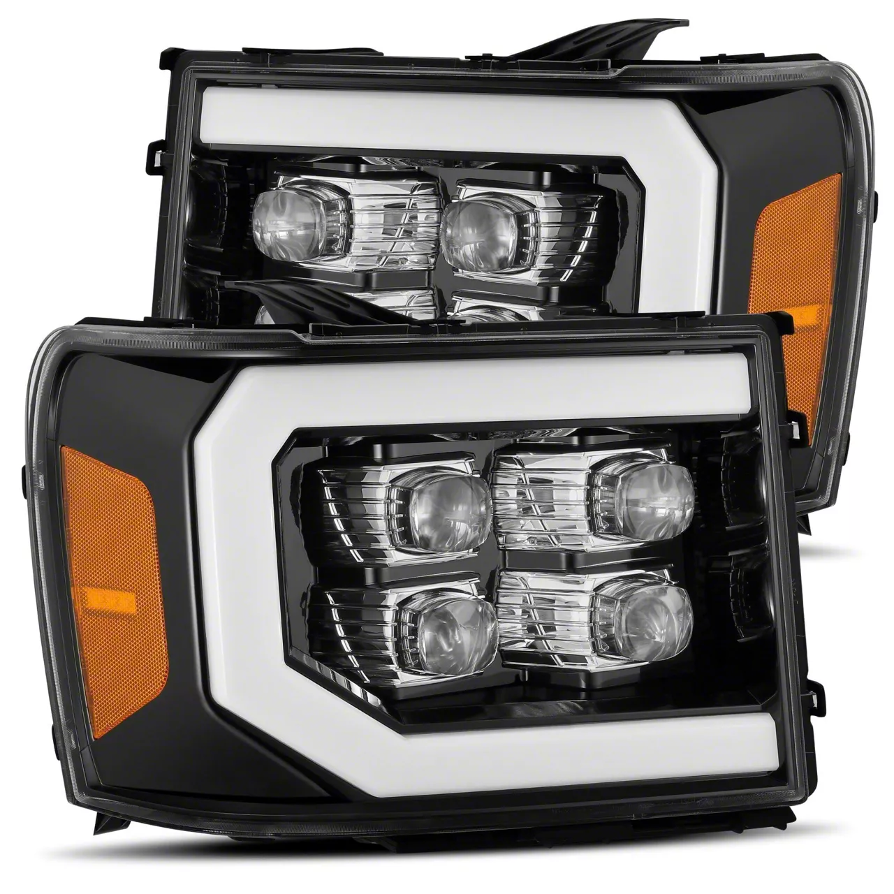 AlphaRex NOVA-Series LED Projector Headlights; Jet Black Housing; Clear Lens (07-13 Sierra 1500)