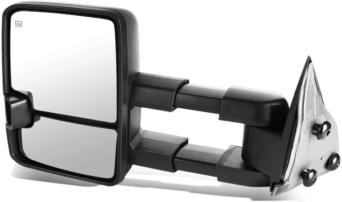 Powered Heated Towing Mirror with Smoked Turn Signal; Black; Driver Side (07-13 Sierra 1500)