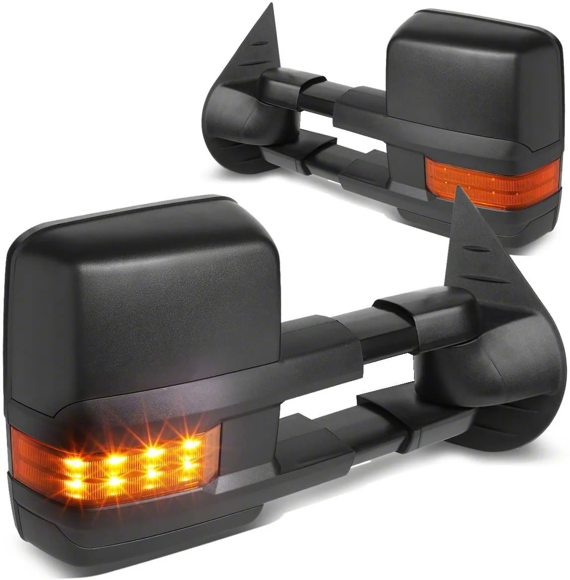 Powered Heated Towing Mirrors with Amber Turn Signals; Black (07-13 Sierra 1500)