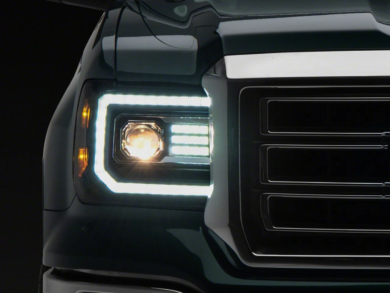 AlphaRex PRO-Series Projector Headlights; Black Housing; Clear Lens (14-18 Sierra 1500)