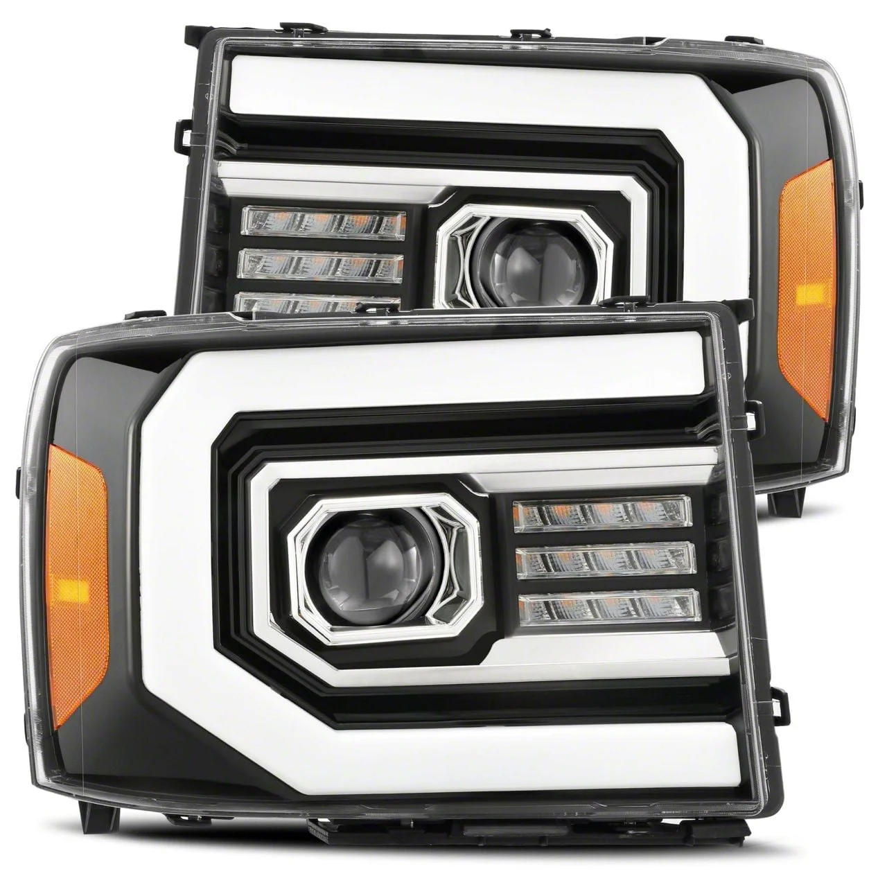 AlphaRex PRO-Series Projector Headlights; Jet Black Housing; Clear Lens (07-13 Sierra 1500)