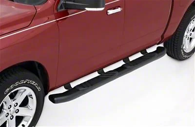 5-Inch Oval Bent Nerf Side Step Bars; Black (07-18 Sierra 1500 Extended/Double Cab)