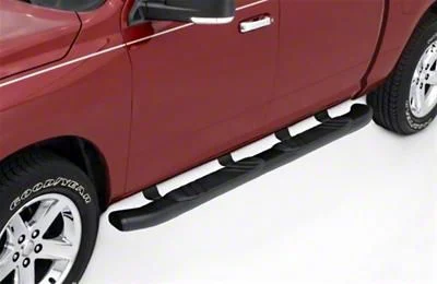 5-Inch Oval Bent Nerf Side Step Bars; Black (07-18 Sierra 1500 Crew Cab)