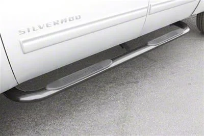 4-Inch Oval Bent Nerf Side Step Bars; Polished Stainless (00-13 Sierra 1500 Extended Cab)