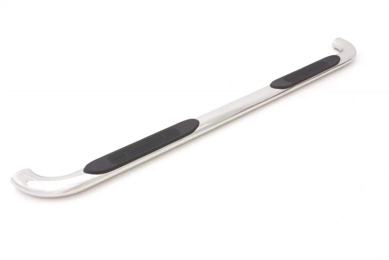 4-Inch Oval Bent Nerf Side Step Bars; Polished Stainless (19-26 Sierra 1500 Crew Cab)