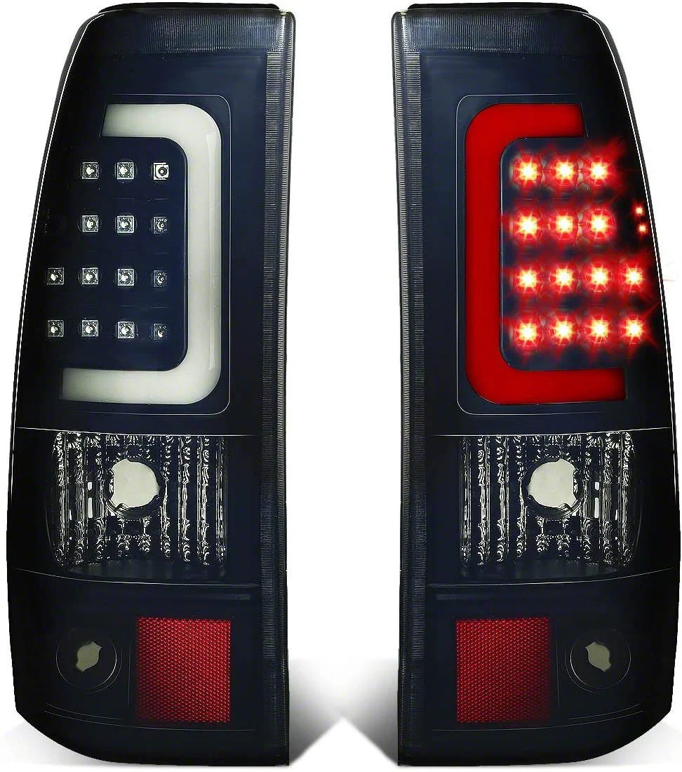 U-Halo LED Tail Lights; Black Housing; Smoked Lens (03-06 Sierra 1500 Fleetside)