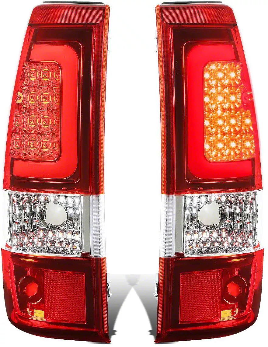 U-Halo LED Tail Lights; Chrome Housing; Red Lens (03-06 Sierra 1500 Fleetside)