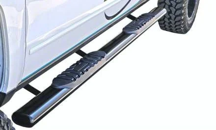 5-Inch Straight Oval Side Step Bars; Body Mount; Semi-Gloss Black (07-19 Sierra 2500 HD Crew Cab)