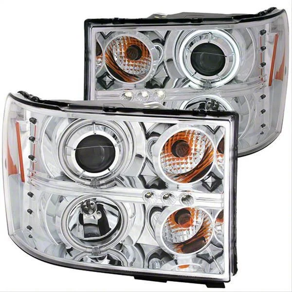 CCFL Halo Projector Headlights; Chrome Housing; Clear Lens (07-14 Sierra 2500 HD)