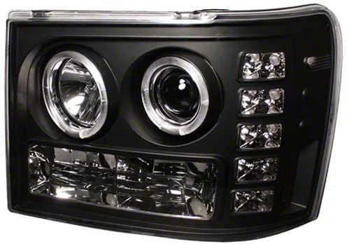 Halo Projector Headlights; Black Housing; Clear Lens (07-14 Sierra 2500 HD)