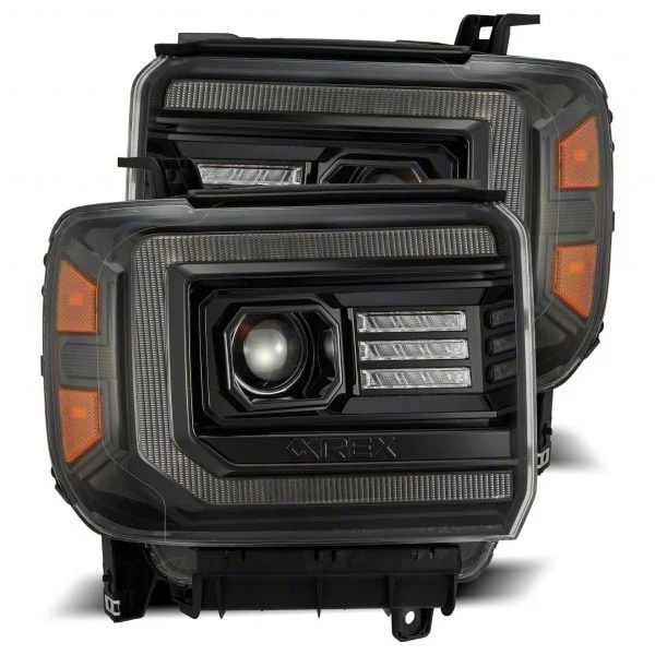 AlphaRex LUXX-Series LED Projector Headlights; Alpha Black Housing; Clear Lens (15-19 Sierra 2500 HD)