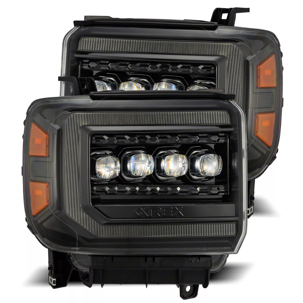 AlphaRex NOVA-Series LED Projector Headlights; Alpha Black Housing; Clear Lens (15-19 Sierra 2500 HD)