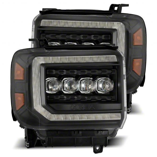 AlphaRex NOVA-Series LED Projector Headlights; Black Housing; Clear Lens (15-19 Sierra 2500 HD)