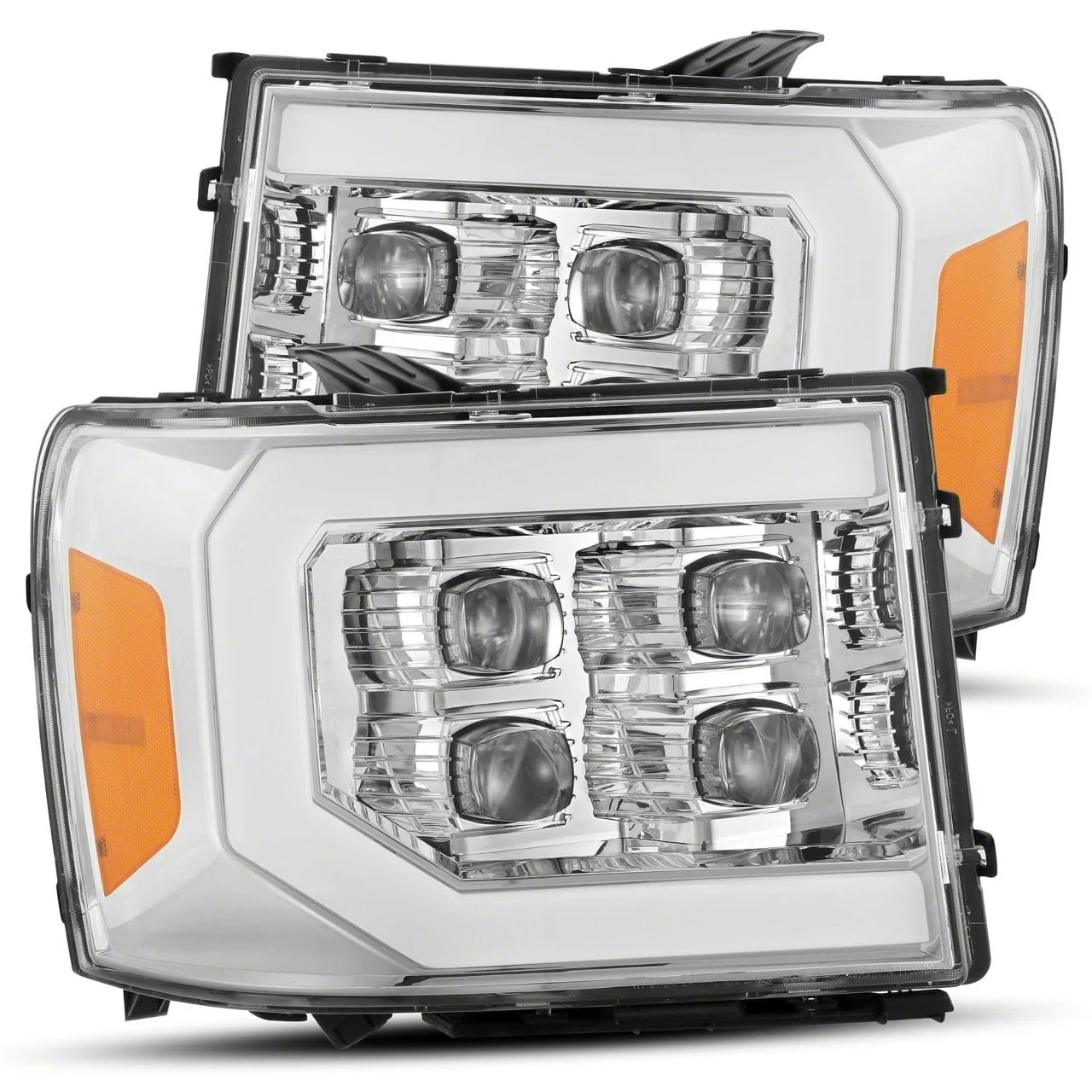 AlphaRex NOVA-Series LED Projector Headlights; Chrome Housing; Clear Lens (07-14 Sierra 2500 HD)