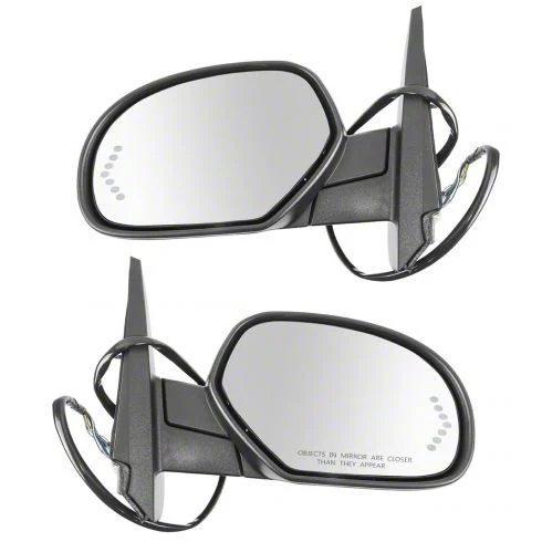 Powered Heated Memory Side Mirrors; Textured Black (07-08 Sierra 2500 HD)
