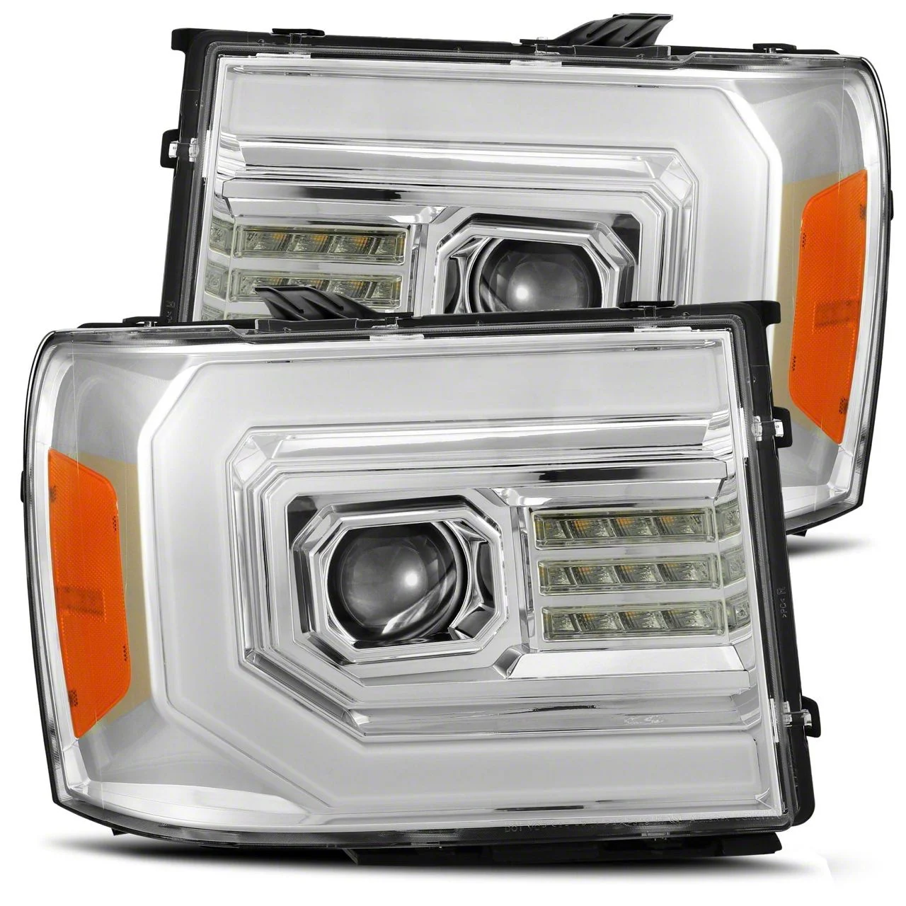 AlphaRex PRO-Series Projector Headlights; Chrome Housing; Clear Lens (07-14 Sierra 2500 HD)