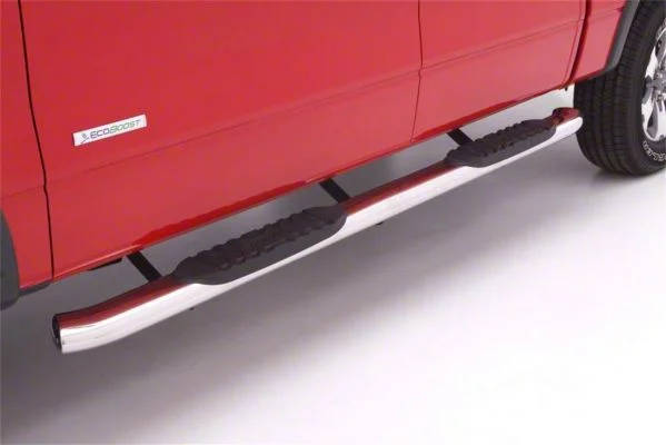 5-Inch Oval Curved Nerf Side Step Bars; Polished Stainless (07-19 Sierra 2500 HD Crew Cab)