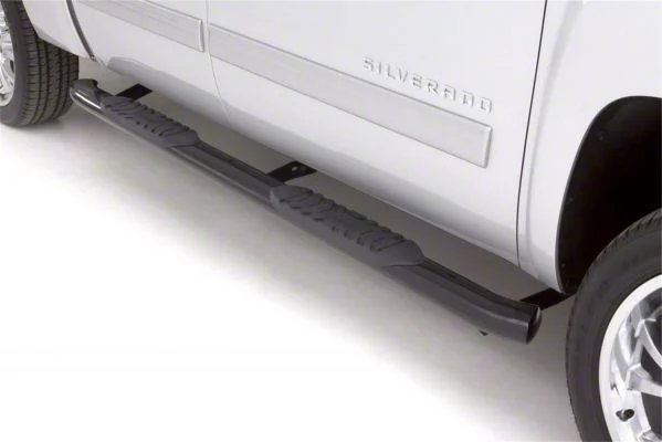 5-Inch Oval Curved Nerf Side Step Bars; Black (07-19 Sierra 2500 HD Extended/Double Cab)