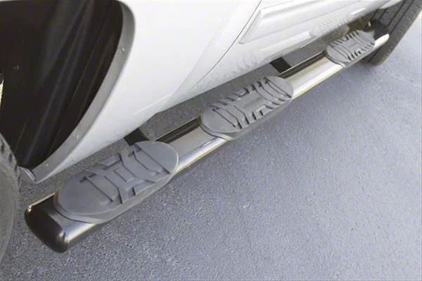 5-Inch Oval Wheel-To-Wheel Nerf Side Step Bars; Polished Stainless (07-19 Sierra 2500 HD Crew Cab w/ 6.50-Foot Standard Box)