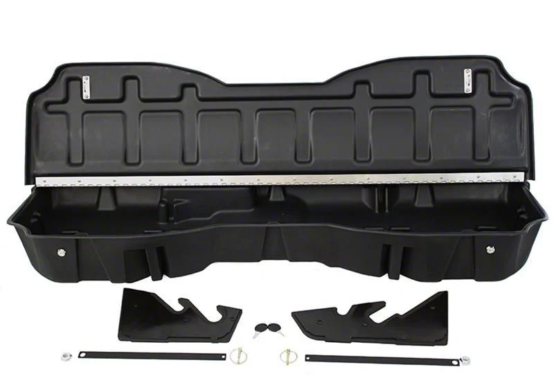 Underseat Storage with Lockable Lid; Black (15-19 Sierra 2500 HD Crew Cab)