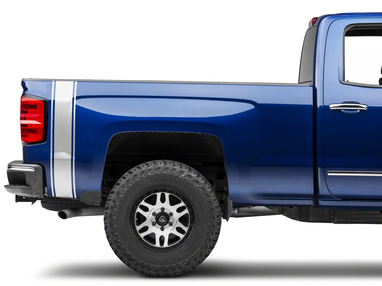 SEC10 Rear Vertical Stripe; Silver (07-26 Silverado 1500)