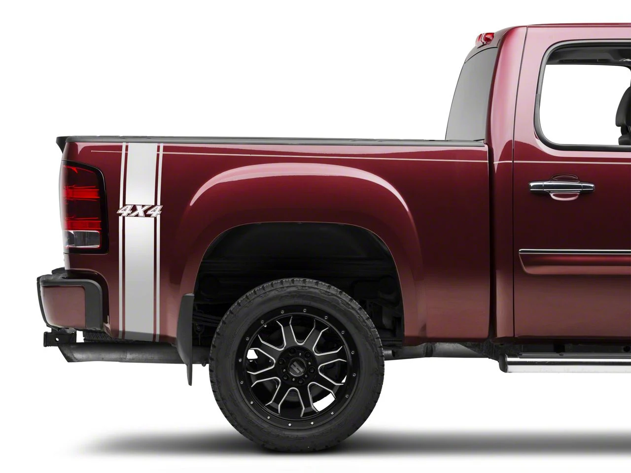 SEC10 Rear Vertical Stripe with 4x4 Logo; Silver (07-26 Sierra 1500)